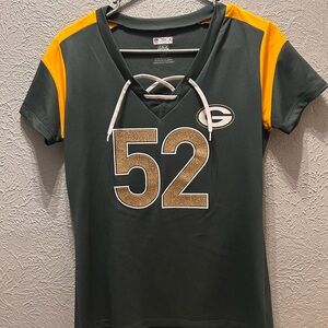 NFL Women's Green and Gold Jersey Top